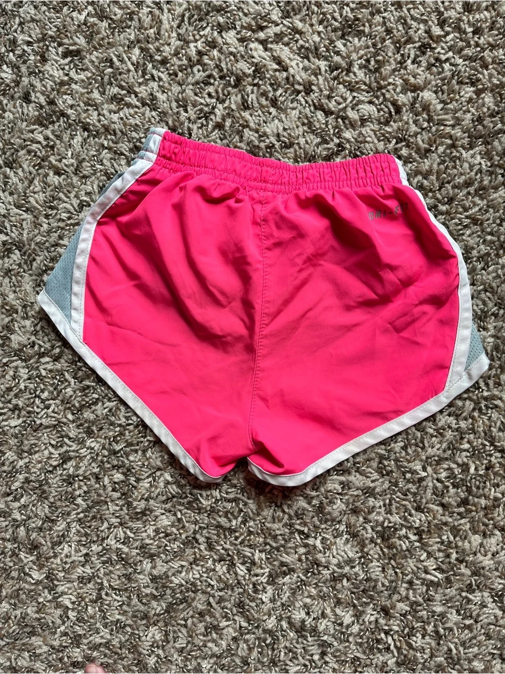 Nike Girl's Hot Pink Athletic Running Shorts with White Trim
